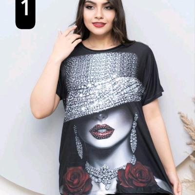 تیشرت زنانه سه بعدی نگین دار ، ارسال رایگان ، فری تا 54 ، چندطرح متنوع