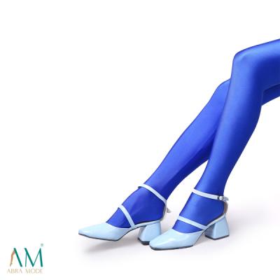 جوراب شلواری براق آبی کاربنی ابرا مد