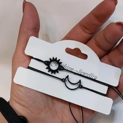 ست دستبند ست دوستی استیل ست عاشقانه ماه و خورشید مشکی