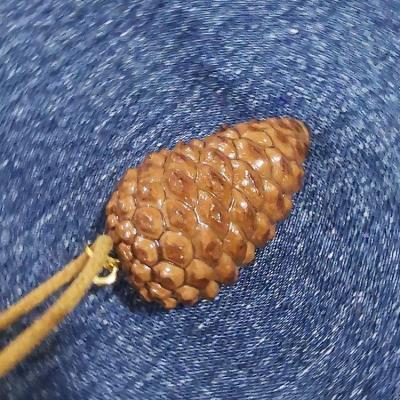 آویز دست ساز اپوکسی کاج مدل روکشدارطرح کاج طبیعی برند E.K