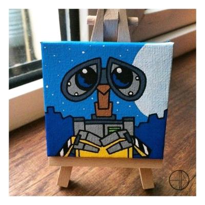 تابلو نقاشی رنگ روغن طرح ربات مهربان