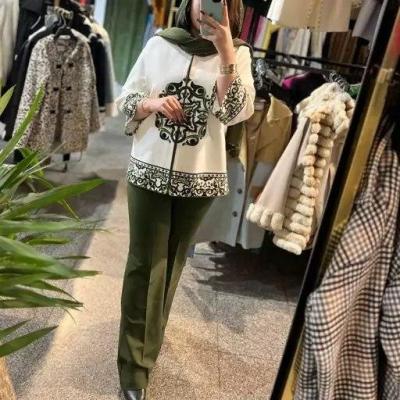 ست 3 تیکه ( مانتو + شلوار + روسری) مجلسی زنانه مدل گیتی جنس مازراتی-153001