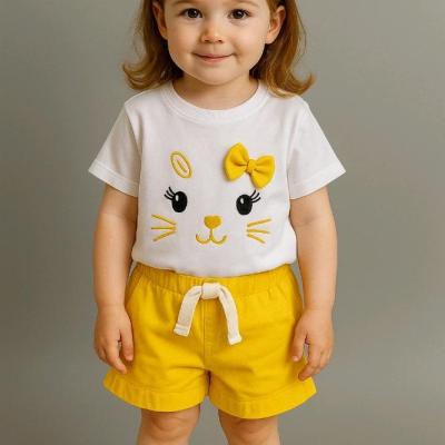 تیشرت شلوارک دخترانه طرح خرگوش رنگ زرد سایز 40