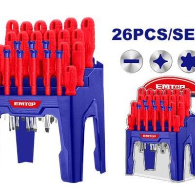 مجموعه کامل 26عددی پیچگوشتی تخت و چهار گوش و ستاره ای ایمتاپ EMTOP مدل