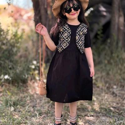 پیراهن وست گلدوزی مشکی دخترانه