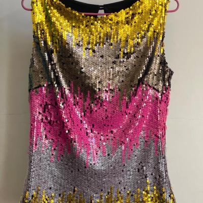 تاپ مجلسی زنانه پولکی رنگی آستین حلقه ای