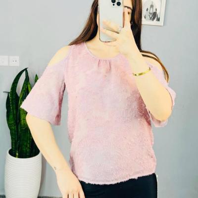 کراپ تاپ مجلسی زنانه گیپور یقه گرد سرشونه باز