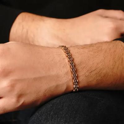 دستبند مردانه ROLEX رنگ رز گلد با تنظیم سایز