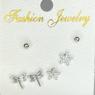 ست سه عددی گوشواره استیل مدل سنجاقک