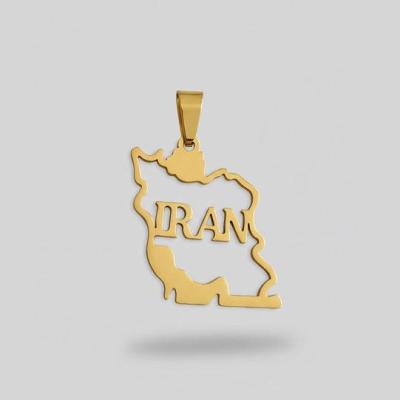 گردنبند ایران IRAN استیل طلایی رنگ کد 140