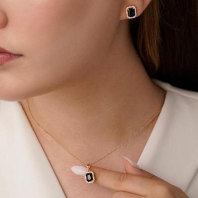 نیم ست ژوپینگ با سنگ اونیکس مشکی SKU406