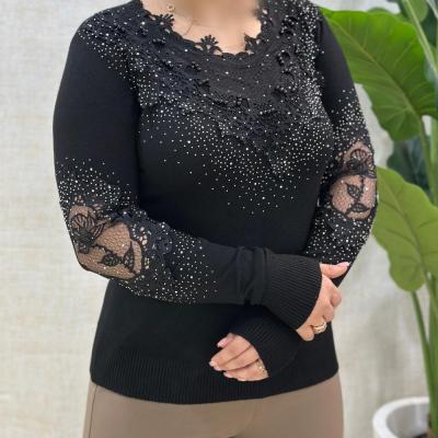 بلوز بافت مجلسی وارداتی یقه گیپور-156906