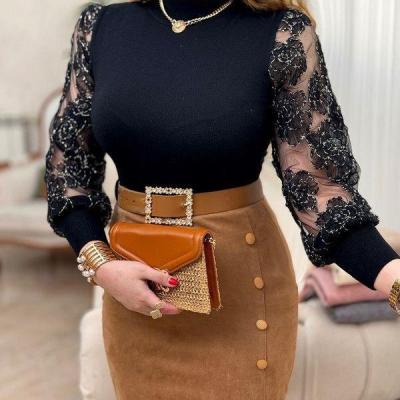 شومیز بافت وارداتی اعلا آستین گل رز