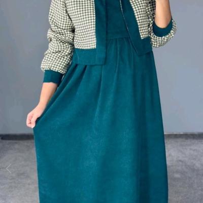 کت و سارافون بارداری و شیردهی مخمل با کت پشمی