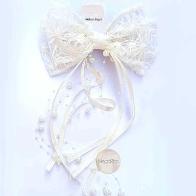 گیره مو فرانسوی سفید مدل پاپیون