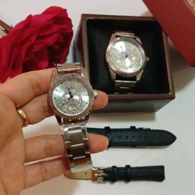 ساعت ست بند فلزی با بند چرمی اضافه-103471