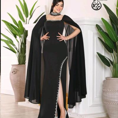 پیراهن مهمانی زنانه غواصی نگین دوزی مدل ماکسی دریا-156938