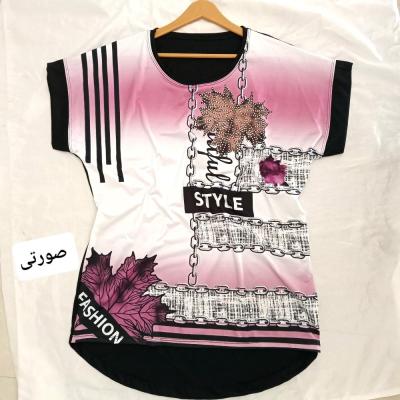 تیشرت زنانه باطرح زیبانگین دار-153092