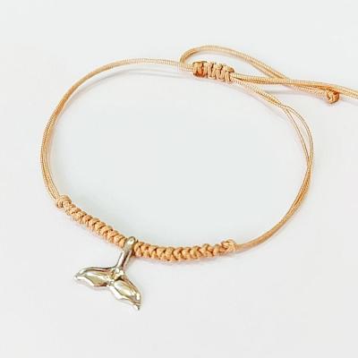 دستبند نقره دم وال با بند نود نسکافه ای