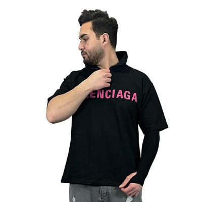 تیشرت آستین کوتاه نیم زیپ مردانه رنگ مشکی