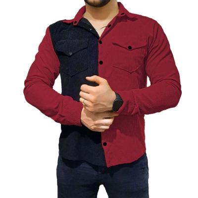 پیراهن مردانه دو رنگ مخمل کبریتی