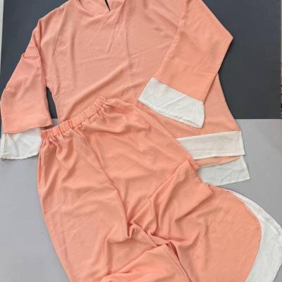 ست تونیک شلوار زنانه و دخترانه فری سایز ست مانتو شلوار راحتی تابستانی