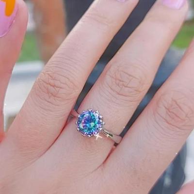 انگشتر تک نگین زنانه هفت رنگ فری سایز