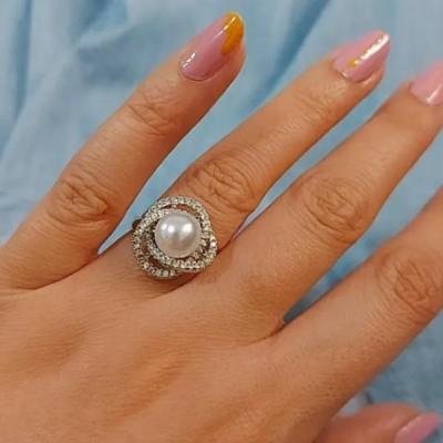 انگشتر زنانه مروارید جواهری فری سایز