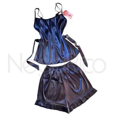 لباس خواب (تاب وشورتک ساتن)بنددار