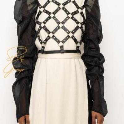 نیم تنه چرم خشتی کد LE20023