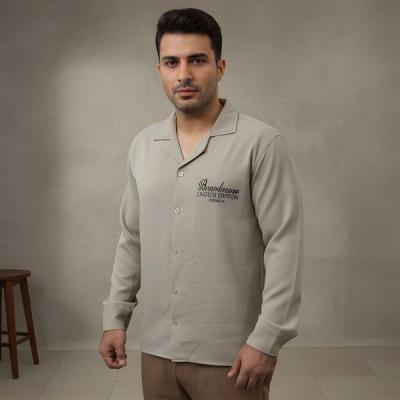 پیراهن مردانه مازاراتی آستین بلند رنگ خاکی