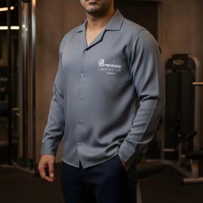 پیراهن مردانه مازاراتی آستین بلند رنگ طوسی