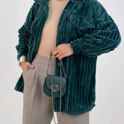 مانتو اسپرت زنانه مخمل مدل مانتو مخمل فیتیله ای تدی نیکا-157048