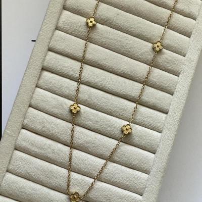 گردنبند ونکلیف 5 گل طلایی مینی