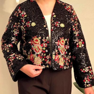 کراپ کت مخمل مدل گل