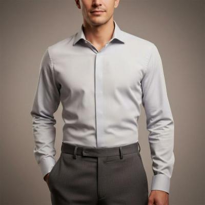 پیراهن مردانه ساده آستین بلند رنگ طوسی روشن – استایل شیک و رسمی