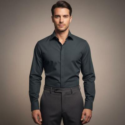 پیراهن مردانه ساده آستین بلند رنگ سبز تیره – استایل شیک و رسمی