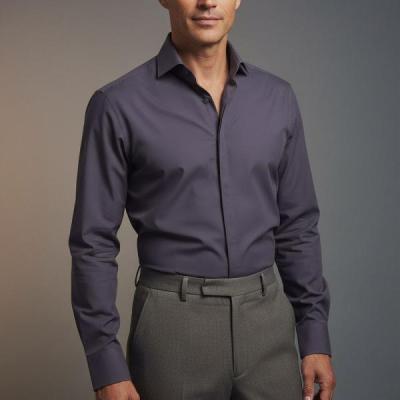 پیراهن مردانه ساده آستین بلند رنگ طوسی یاسی – استایل شیک و رسمی