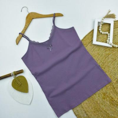 تاپ بندی کبریتی دانتل دار زنانه بنفش کد 10760