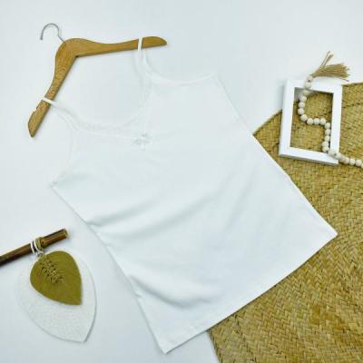 تاپ بندی کبریتی دانتل دار زنانه سفید کد 10760