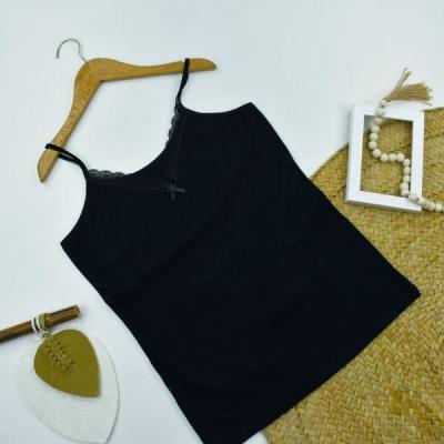 تاپ بندی کبریتی دانتل دار زنانه مشکی کد 10760