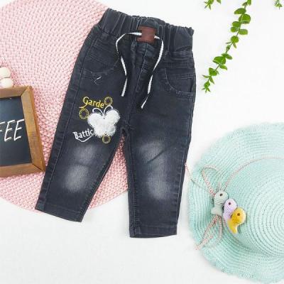 شلوار جین دخترانه زغالی پروانه 1 سال کد 6719