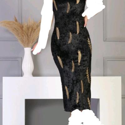 پیراهن مهمانی زنانه مخمل زیرورویی مدل راسته