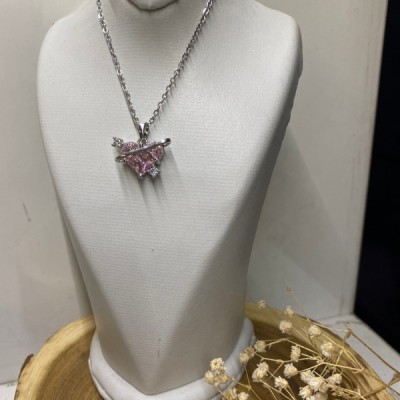 گردنبند قلب صورتی