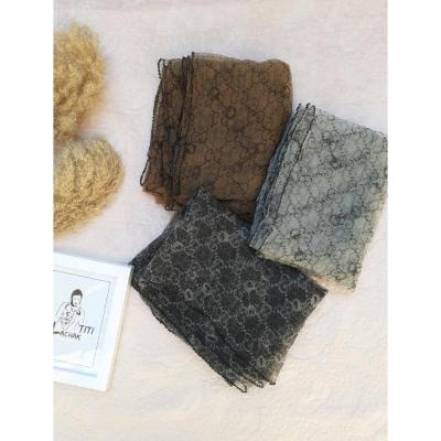 شال توری وارداتی طرح گوچی شال مزونی گوچی تور طوسی قهوه ای شتری