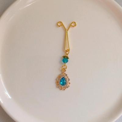 گیره روسری مجلسی طرح اشک آبی شیک