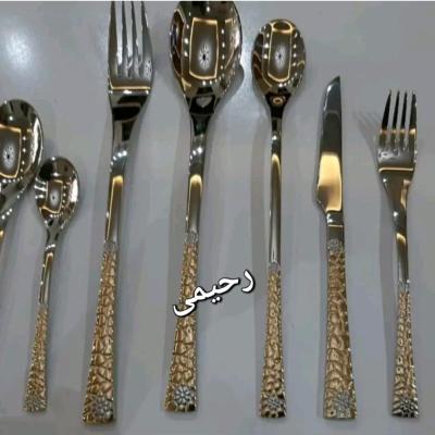 سرویس قاشق و چنگال 24 نفره 120 پارچه نیمه طلایی یونیک-158416