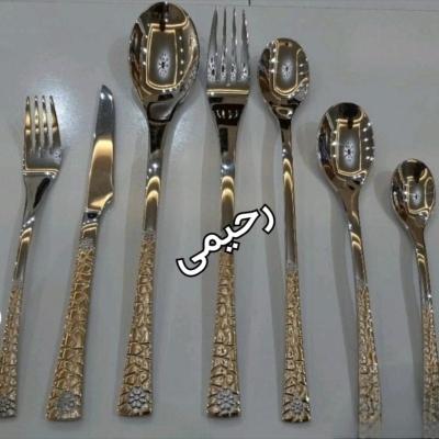 سرویس قاشق و چنگال 12 نفره 59 پارچه دهانه اروپایی یونیک نیمه طلای-158978