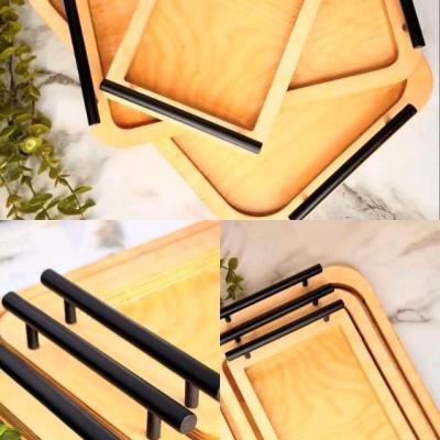 سینی چوبی 3عددی دسته فلزی