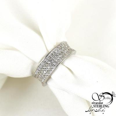 انگشتر نقره طرح رینگ تمام نگین کاری سایز7 کد 9211